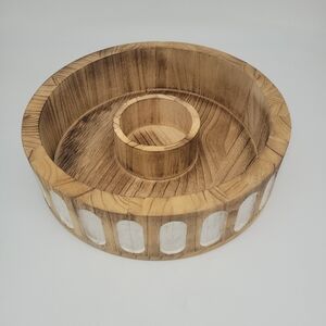Crofton Mango Wood Chip & Dip Serving Bowl Tray NWOP